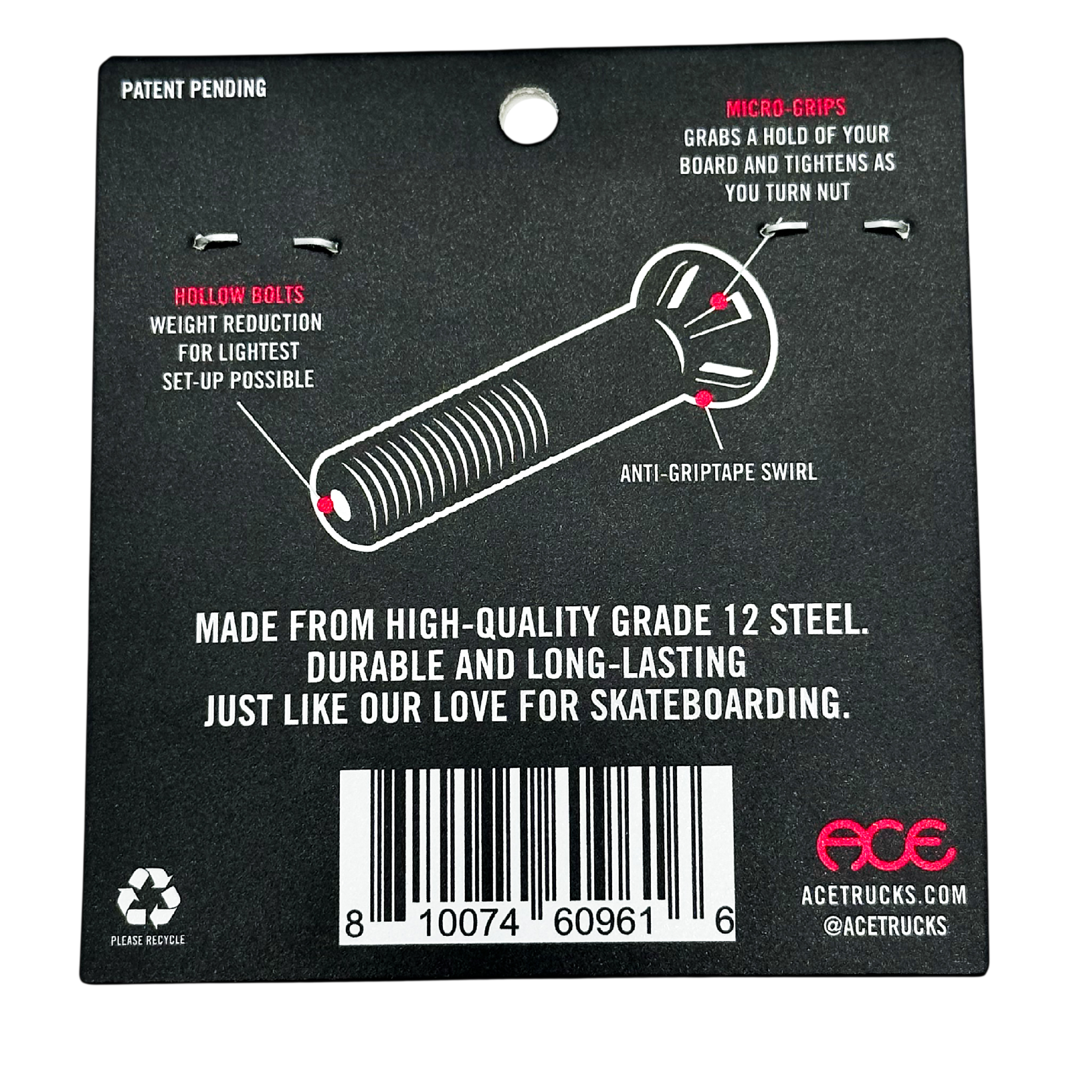 Ace Hollow Bolts w/ Grippers Allen