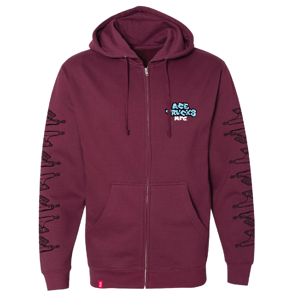 Ace Sketch Zip Fleece - Maroon